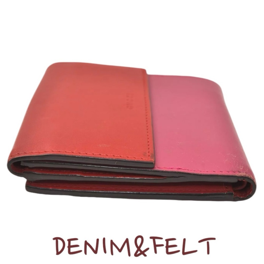 GUCCI Vintage Pink & Red Leather French Flap Bifold Compact Wallet - Picture 5 of 16